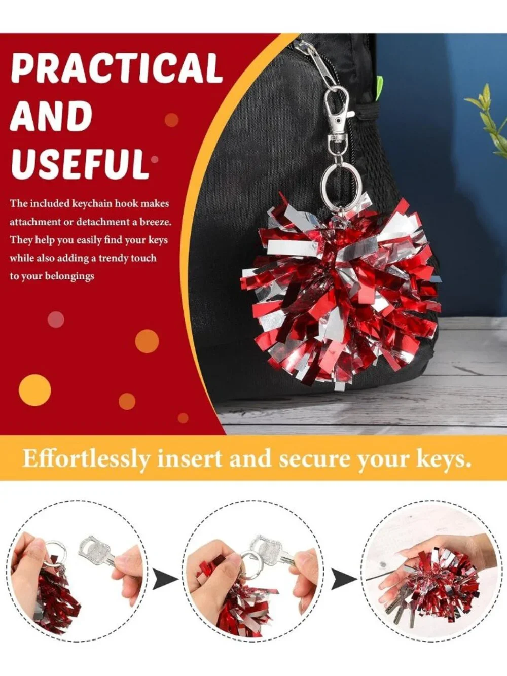 Cheerful Pom Pom Keychain - Fun Accessory for Bags, Keys & Backpacks
